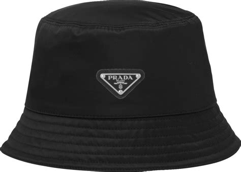 prada triangle logo bucket hat|black nylon bucket hat.